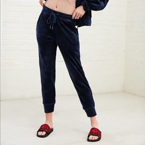 Urban Outfitters Silence Noise Navy Velour Joggers